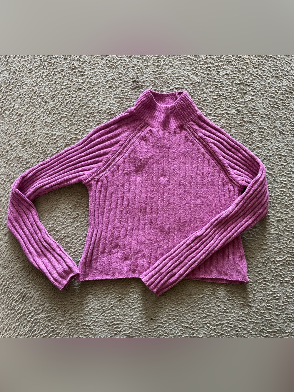 Ribbed Mock Neck Sweater - Pink